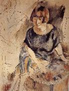 Jules Pascin Lucy and Aiermina are seated on the soft mat china oil painting reproduction